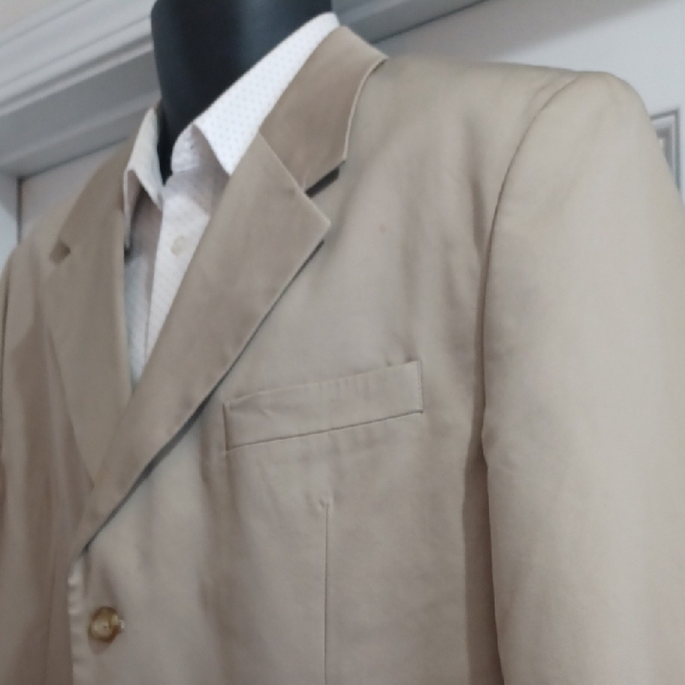 Merona Men's Beige Blazer, 44L - Picture 2 of 11